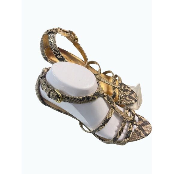 Coach Hayden Leather Strappy Python print Leather Sandals size 8 B - Picture 2 of 7